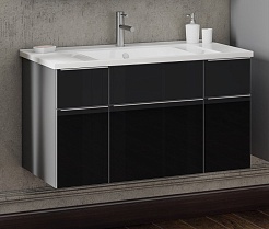  Тумба с раковиной Кристалл 90 титан/чёрный – фотография-1