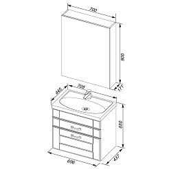Aquanet Мебель для ванной "Рондо 70" белый (2 ящика) камерино – фотография-6