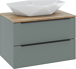 Runo Тумба с раковиной Орлеан 70 Poligono подвесная зеленая/дуб натуральный – фотография-1