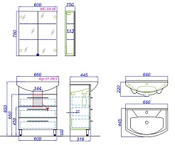 Aqwella Мебель для ванной Аллегро 65 напольная – фотография-2