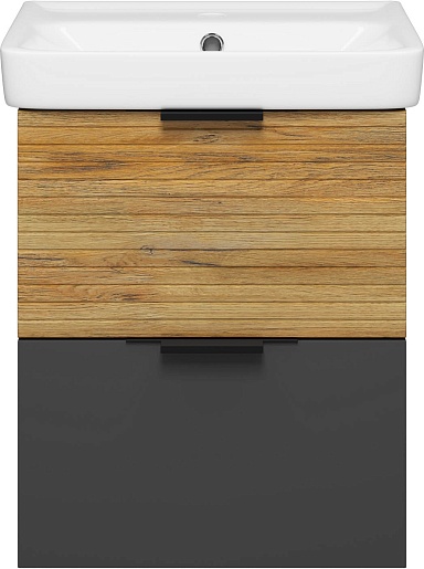 Misty Тумба под раковину Форест 50 подвесная дуб вотан/антрацит – картинка-3