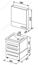 Aquanet Мебель для ванной Верона 58 черная подвесная (230307) – фотография-5