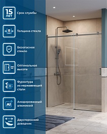 BelBagno Душевая дверь в нишу Soft Close-2 SOFT_CLOSE-2-BF-1-160-C-GM 160x200 профиль оружейная сталь стекло прозрачное – фотография-11
