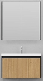 Velvex Мебель для ванной подвесная Klaufs 90 черная/дерево – фотография-1