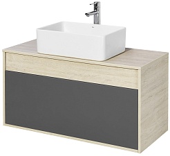 Акватон Тумба с раковиной Лофт Урбан 100 графит\орегон, Мила прямоугольная – фотография-1