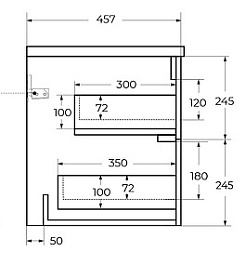 Cezares Тумба под раковину Duet-N 100 подвесная ясень белый софт – фотография-8
