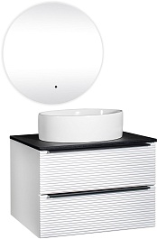 Runo Мебель для ванной Орлеан 70 Ovale подвесная белая матовая/черный – фотография-1