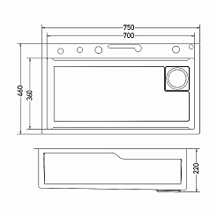 Mixline Мойка настольный монтаж 75/46 (3,0) выпуск 3 1/2 чёрный графит – фотография-5