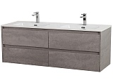 BelBagno Тумба с раковиной Kraft 140 подвесная 4 ящика Cemento Grigio двойная раковина