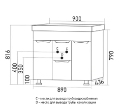 Mixline Тумба с раковиной Этьен 90 белая – фотография-4