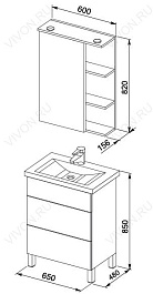 Aquanet Зеркальный шкаф "Лаконика 65" – фотография-3
