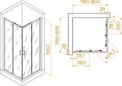 RGW Душевой уголок Passage PA-39 80x80 профиль хром стекло прозрачное – фотография-3