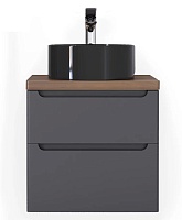 Jorno Тумба с раковиной Wood 80 серая столешница темная