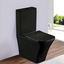 Esbano Унитаз компакт Crisan безободковый черный матовый – фотография-2