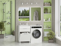 Brevita Мебель для ванной Enfida 120 L Гавана под стиральную машину с б/к белая – фотография-6