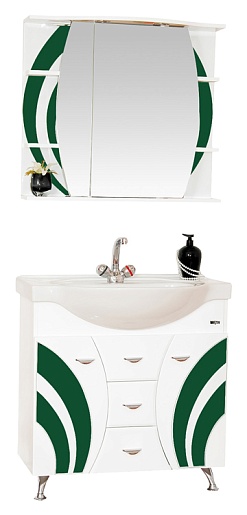 Misty Зеркальный шкаф Каролина 80 L зеленое стекло – фотография-2