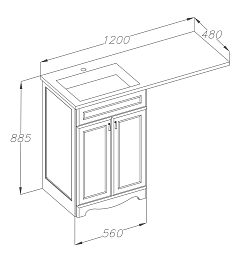 Opadiris Тумба с раковиной Клио 120 L слоновая кость – фотография-3