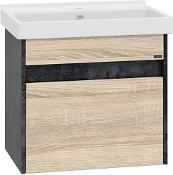 СанТа Мебель для ванной Мира 60 подвесная янтарное дерево/черная – фотография-6