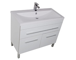 Aquanet Тумба с раковиной Верона 100 напольная, дверцы, белая – фотография-3