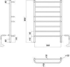 Domoterm Полотенцесушитель электрический Орфей DMT П8 500x800 БЕЛ EK R белый – фотография-3