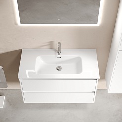 Sancos Тумба с раковиной Libra 90 белый глянец раковина Element 91 CN7002 – фотография-7