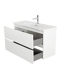 BelBagno Тумба с раковиной Uno mini 100 подвесная Bianco Opaco с раковиной BB-8099-3-100 – фотография-10