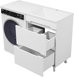 Misty Тумба с раковиной Байкал 120 R под стиральную машину белая – фотография-5