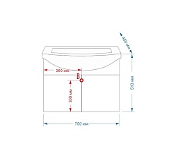 Misty Тумба с раковиной Джулия 75 подвесная голубая – фотография-5