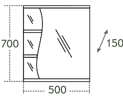 СанТа Зеркальный шкаф Волна 50 R – фотография-6