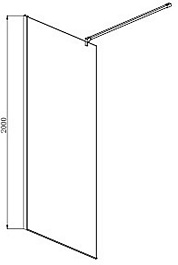 Aquatek Душевая перегородка 100x200 AQ WIW Print 10020BL с держателем профиль черный стекло прозрачное с рисунком – фотография-3