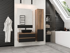 Brevita Шкаф пенал Dakota 35 R дуб галифакс олово/черный кварц – фотография-9