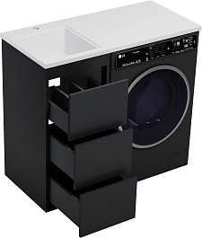 Brevita Тумба с раковиной Grafit 100 L под стиральную машину графит – фотография-5