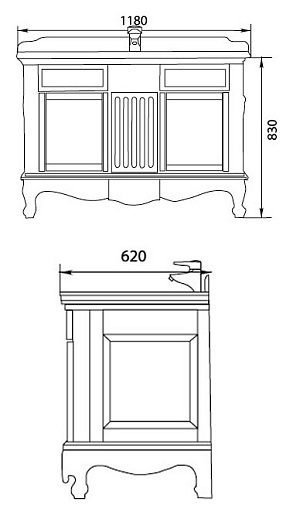 Demax Тумба с раковиной "Луизиана 120" blanco antic (173023) – картинка-9