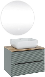 Runo Тумба с раковиной Орлеан 70 Cuatro подвесная зеленая/дуб натуральный – фотография-10