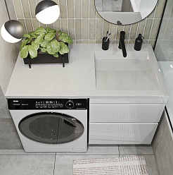 Vivon Тумба с раковиной под стиральную машину Harper 120R напольная белый глянец – фотография-4