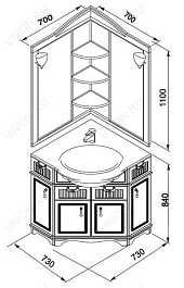 Aquanet Зеркало для ванной "Луис 70" угловое темный орех (171917) – фотография-4