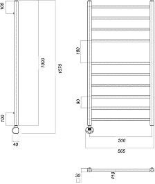 Domoterm Полотенцесушитель электрический Куба П10 500x1000 EL хром – фотография-3