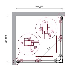 BelBagno Душевой уголок Luce 80/80 LUCE-A-2-80-C-Cr профиль хром стекло прозрачное – фотография-7