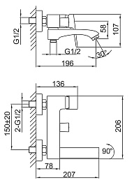 Frap Смеситель для ванны с душем H76 F3276 хром – фотография-2