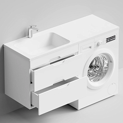 Водолей Тумба с раковиной под стиральную машину Айрис 130 L подвесная белая – фотография-5