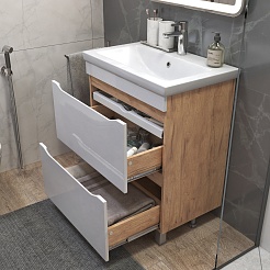 Vigo Тумба под раковину Grani 70 напольная белая/дуб золотой – фотография-8