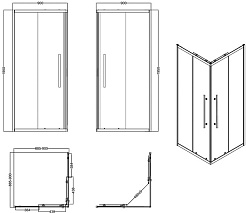 Esbano Душевой уголок Flex 90x90 ESF-90KV-B профиль черный матовый стекло прозрачное – фотография-4