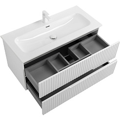 Cezares Тумба с раковиной Duet-N 100 подвесная CZR-8073-100 ясень белый софт – фотография-3