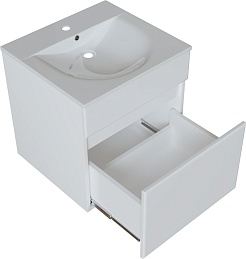 Mixline Тумба с раковиной Брикс 50 подвесная белая – фотография-3