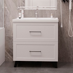 Mixline Тумба с раковиной Риф 80 2 ящика белая – фотография-4