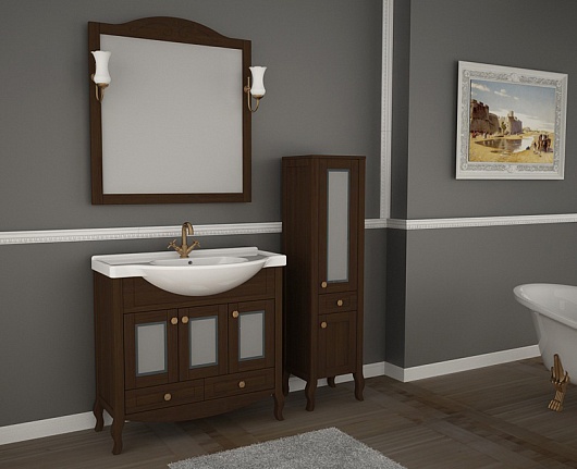 ASB-Woodline Зеркало для ванной Флоренция 85 бук тироль, массив ясеня – картинка-3