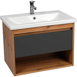 Viant Мебель для ванной Бостон 60 1 ящик подвесная графит/дуб вотан – фотография-2