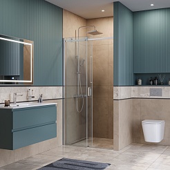 BelBagno Душевая дверь в нишу Soft Close-2 SOFT_CLOSE-2-BF-1-110-C-Cr 110x200 профиль хром стекло прозрачное – фотография-4