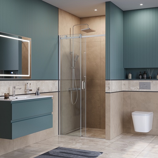 BelBagno Душевая дверь в нишу Soft Close-2 SOFT_CLOSE-2-BF-1-110-C-Cr 110x200 профиль хром стекло прозрачное – фотография-4