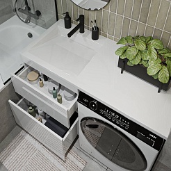 Vivon Тумба с раковиной под стиральную машину Harper 120L напольная белый глянец – фотография-5